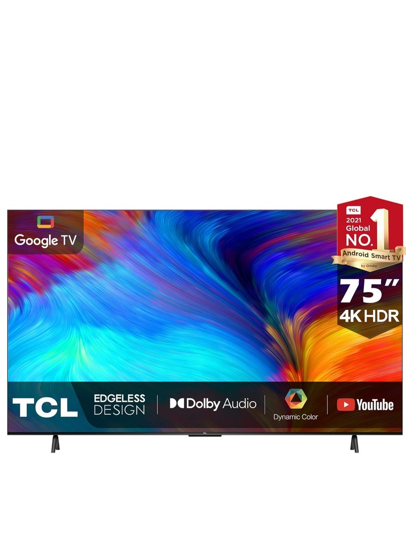 تي سي إل تلفاز TCL 75 بوصة جوجل 4 4K LED HDR10 A55 60Hz 75T635 2022 أسود - Image 1