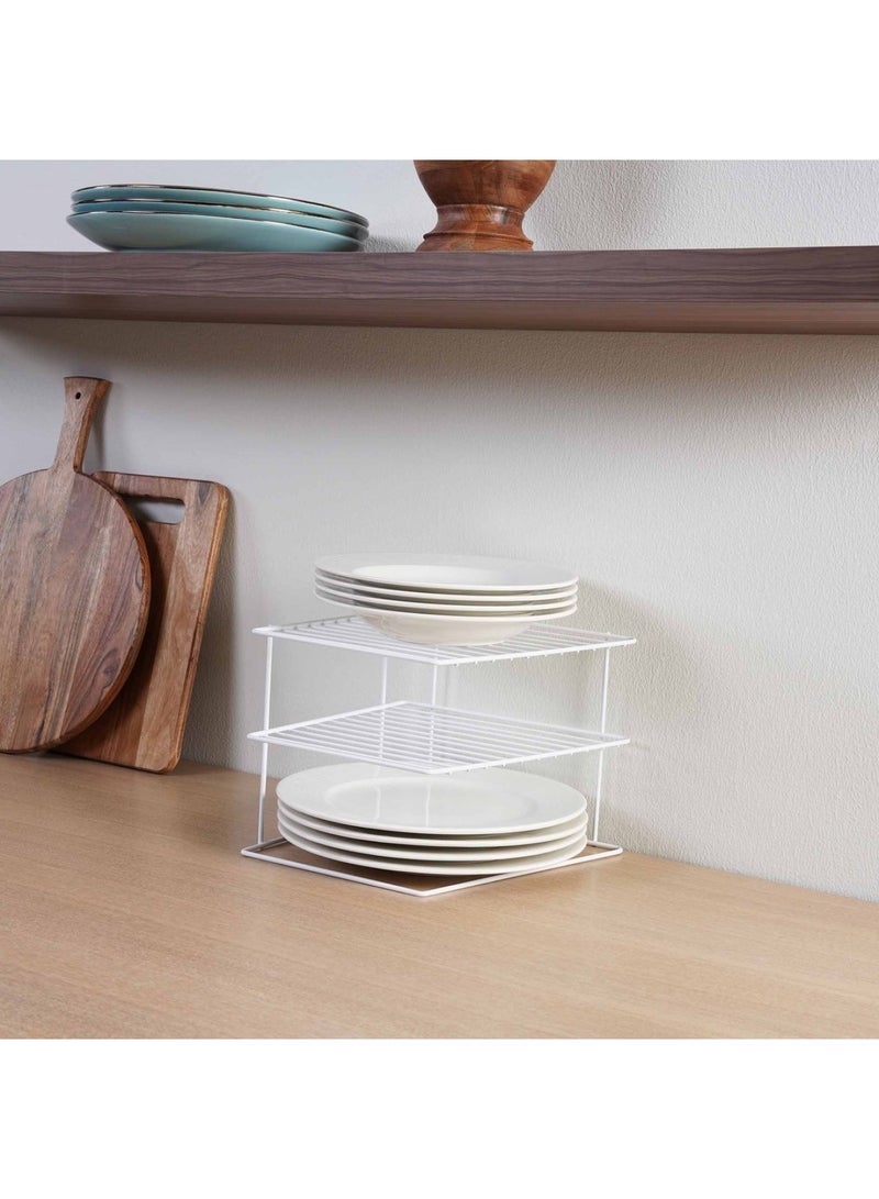 Pan Home Essentials 3-Tier Plate Organizer 25x25x20cm - White - Image 4