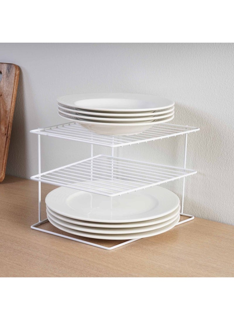 Pan Home Essentials 3-Tier Plate Organizer 25x25x20cm - White - Image 5