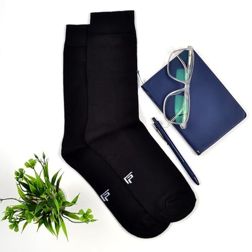 FOOTPRINTS Men's Formal Organic Cotton & Bamboo Odour free Socks Pack of 2- Black - Image 2