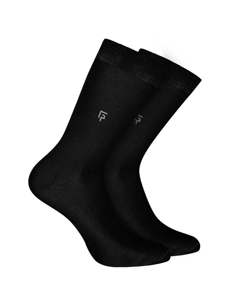FOOTPRINTS Men's Formal Organic Cotton & Bamboo Odour free Socks Pack of 2- Black - Image 1