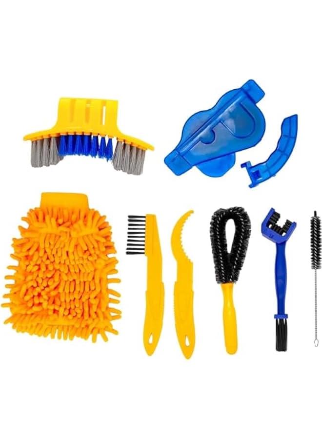 HOOKOR Bike Wash Bicycle Cleaning Tool Set (8 Pieces) Chain Brush Dirt Remover Chain Cleaner Washer Sprocket Cleaning Brush Towel - Image 1