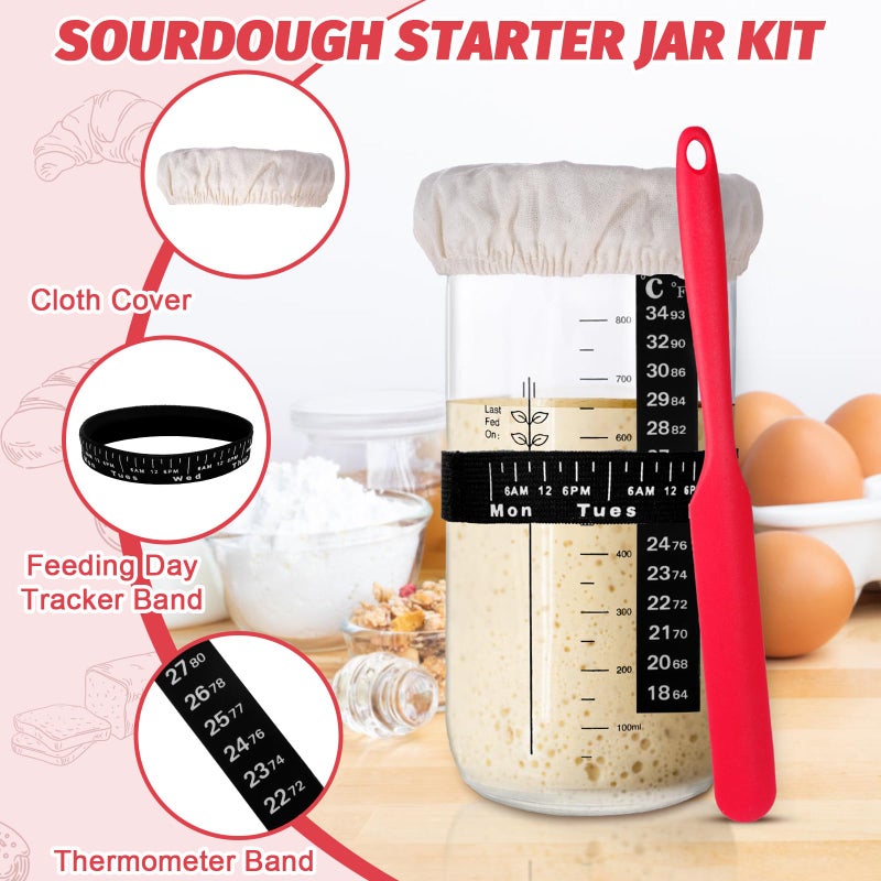 EWFEN Sourdough Starter Kit with Round & Oval Banneton, Complete Sourdough Bread Baking Supplies, Bread Proofing Basket with Starter Jar, Bread Making Tools Kit for Beginners & Bakers - Image 4