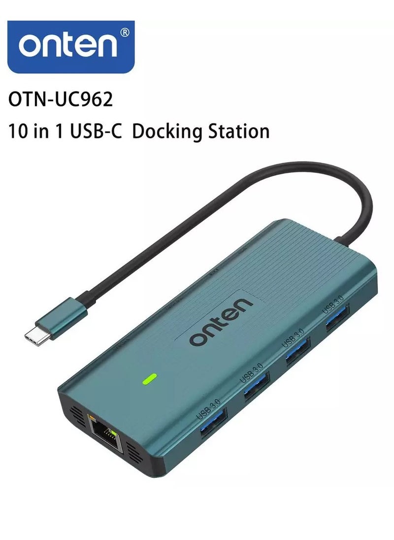 onten - UC962 USB C Docking Station HDMI 4K@30Hz, Ethernet RJ45 (1000/100/10), USB 3.0 X4, 3.5mm Audio Jack, SD 3.0/TF3.0, USB-C PD 3.0 Compatible with all laptops with Thunderbolt3/4/USB-C/Type C (DP Alt Mode) - Image 1