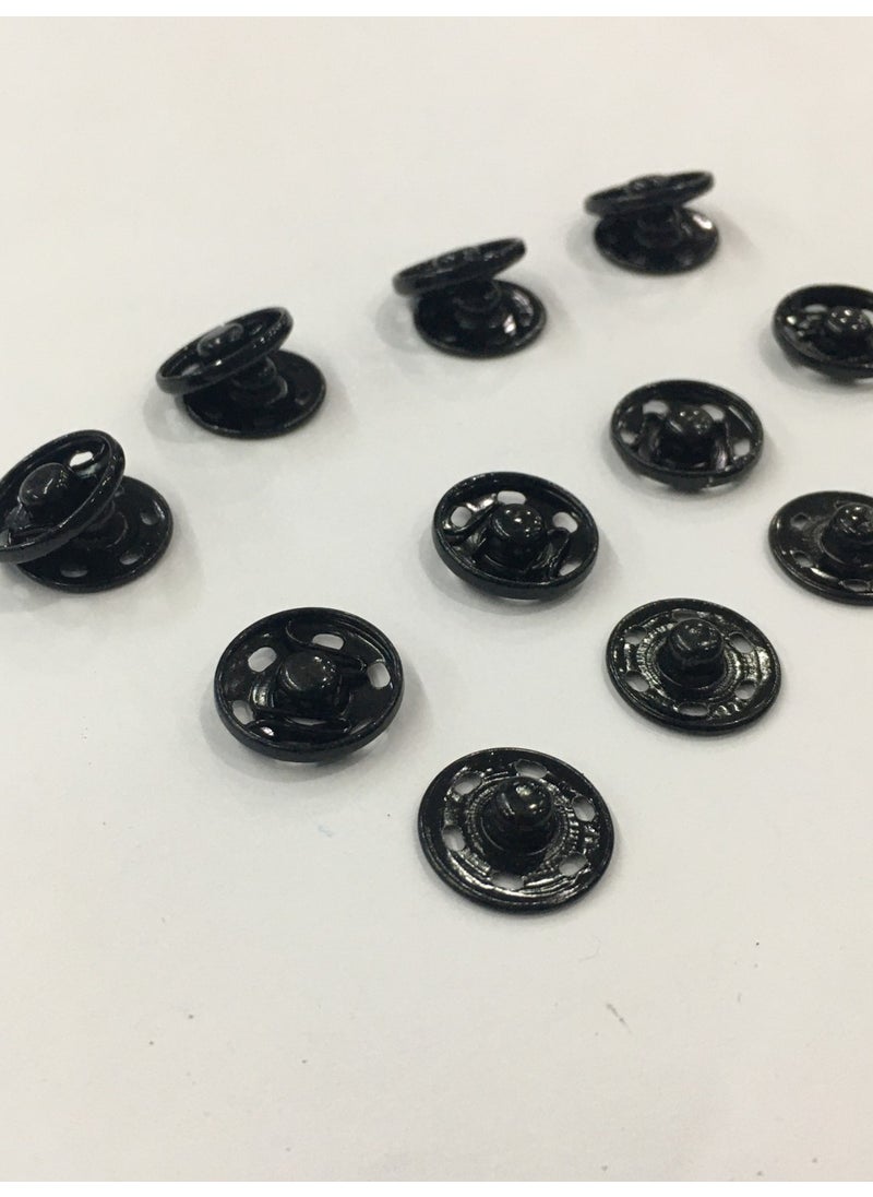 Karan Tuhafiye Karan Haberdashery Snap Fastener Metal Black 1.0 cm 8 Piece Set  - Image 2