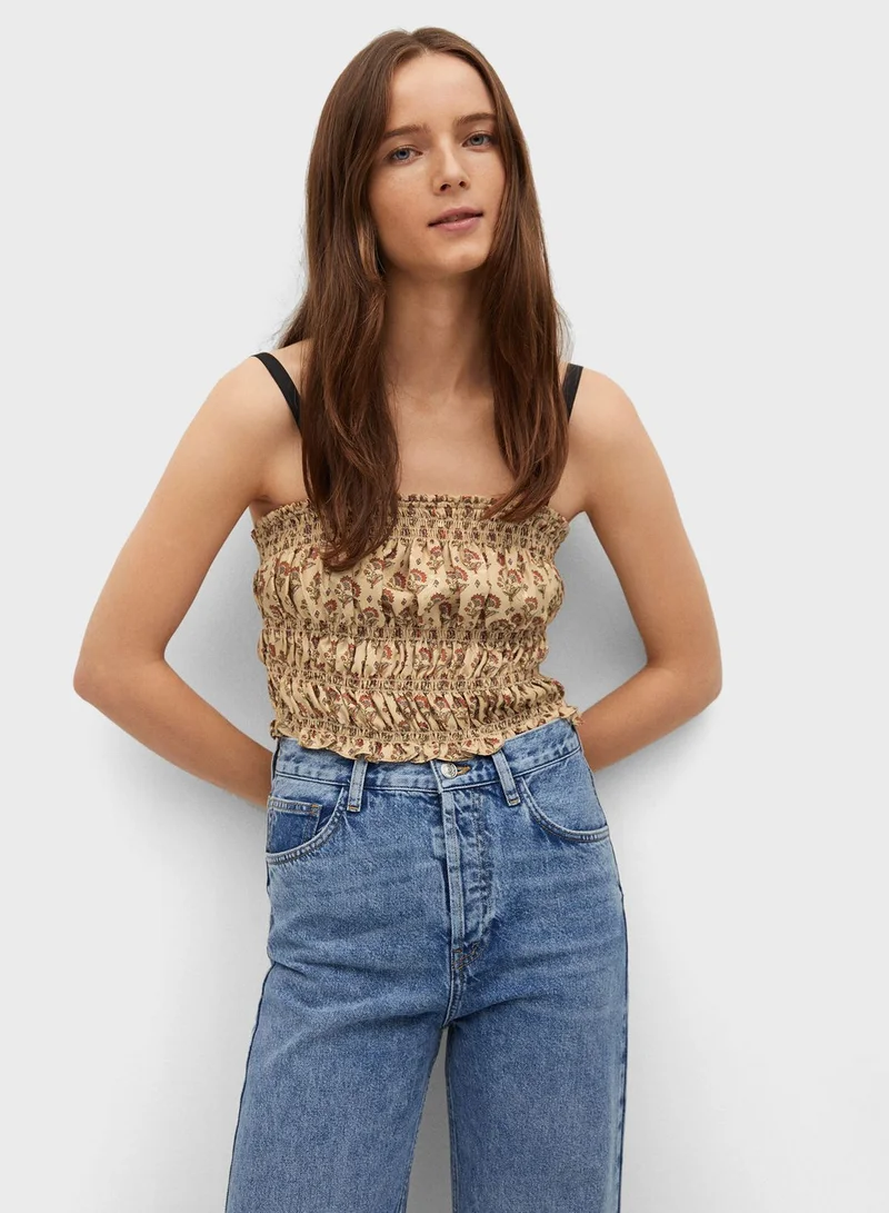 MANGO Ruched Detail Top