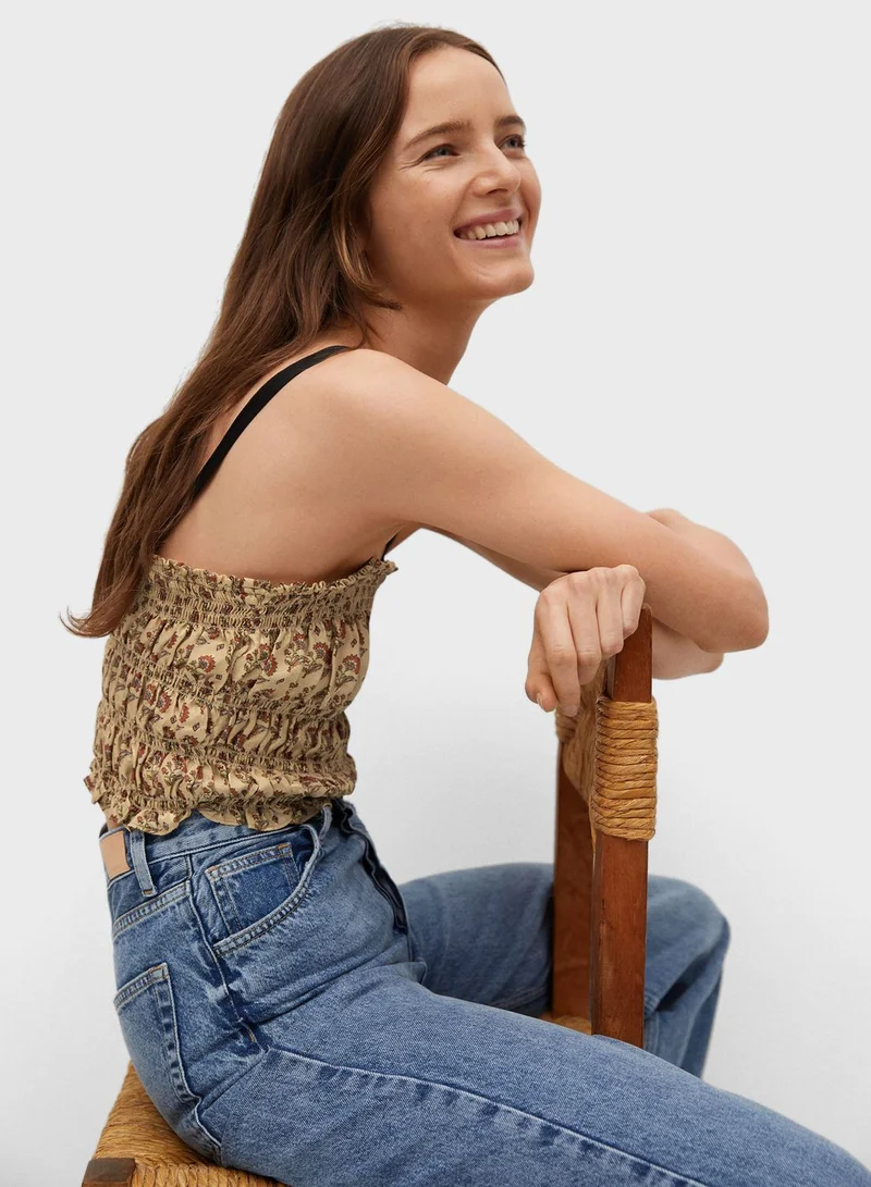 MANGO Ruched Detail Top
