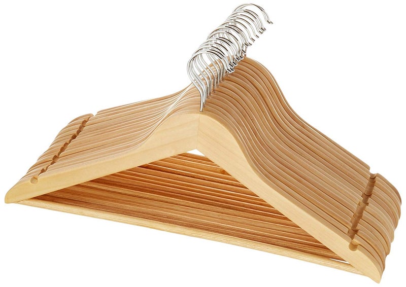 SLA HKC HOUSE Smooth Finishing Solid Wooden Suit/Coat Hangers with 360 Degree Swivel Hook (Pack of 24) - Image 1