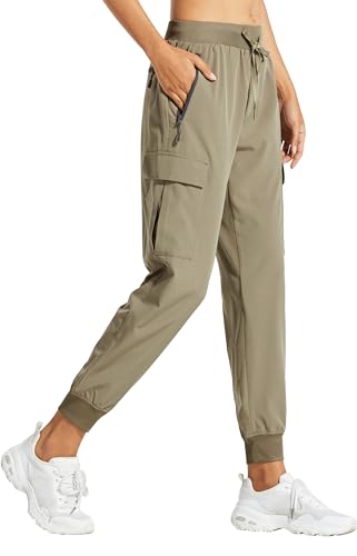 Libin Women's Cargo Joggers Lightweight Quick Dry Hiking Pants Athletic Lounge Casual Travel, Khaki M - Image 1