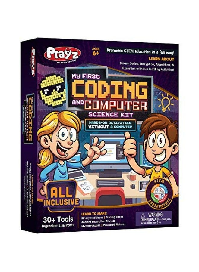 Playz - Playz My First Coding  Computer Science Kit  Learn About Binary Codes Encryption Algorithms  Pixelation Through Fun Puzzling Activities Without Using a Computer for Boys Girls Teenagers Kids - Image 1