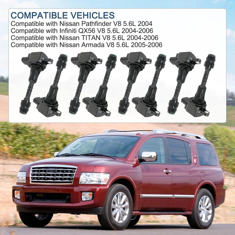 DICMIC Set of 8 Ignition Coil Pack & Spark Plug for Infiniti QX56, Nissan Armada, Pathfinder, Titan V8 5.6L - Image 2