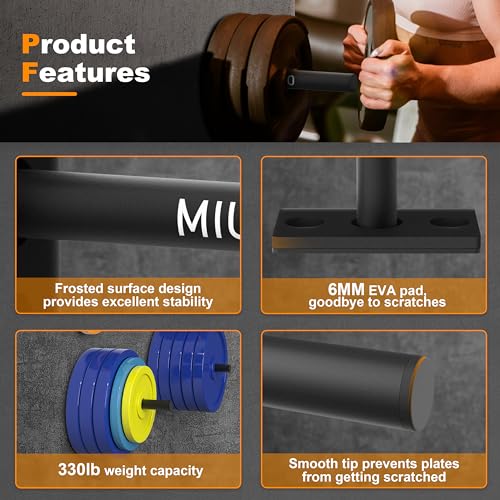 MIUONO Weight Plate Rack, Wall Mount Weight Plate Holder for 1" Plates, 4 Pack Weight Storage Racks Home Gym Organizer - Image 5