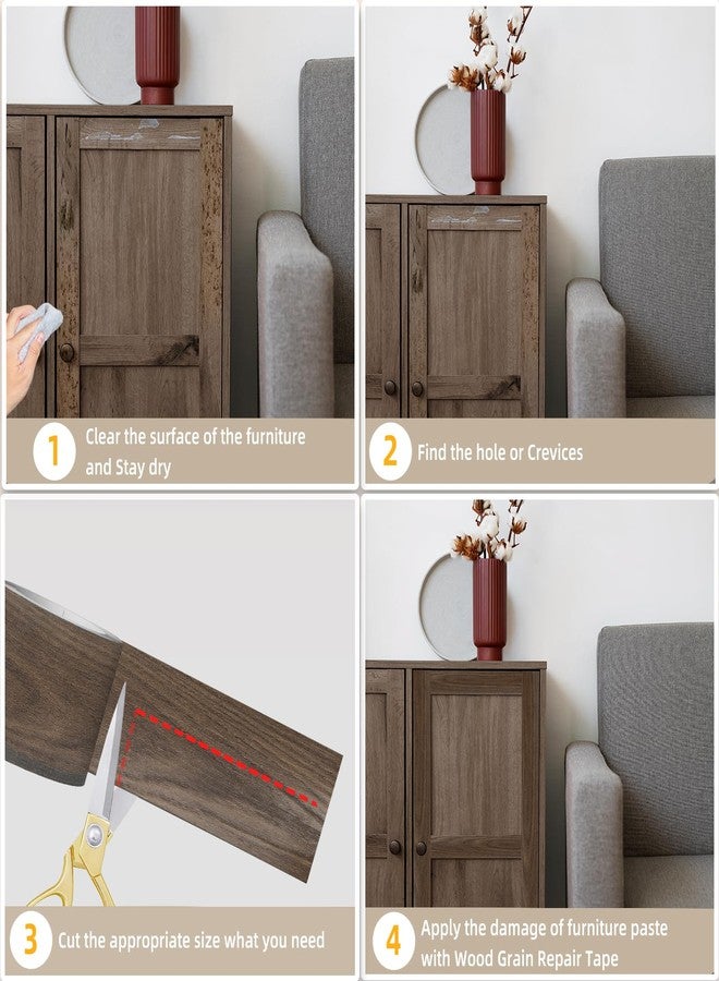 ZYJT Wood Tape, 2.4 inch X 15ft Self Adhesive Cherry Grain Repair Patch for Tables, Chairs, Baseboards, Doors, Windows, Floors, Handicraft DIY. - Image 3