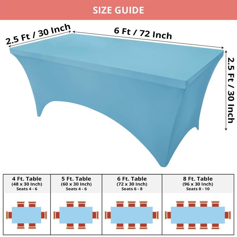 Utopia Kitchen Spandex Tablecloth 2 Pack [6FT, Blue Mist] Tight, Fitted, Washable and Wrinkle Resistant Stretch Rectangular Patio Table Cover for Event, Wedding, Banquet & Parties [72Lx30Wx30H Inch] - Image 2