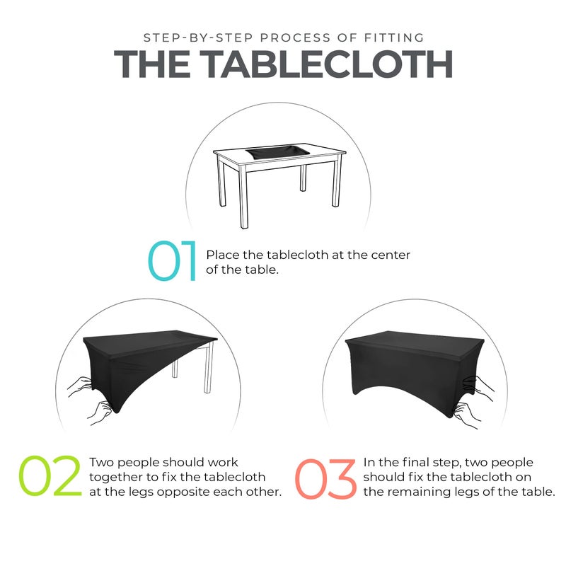 Utopia Kitchen Spandex Tablecloth 2 Pack [6FT, Blue Mist] Tight, Fitted, Washable and Wrinkle Resistant Stretch Rectangular Patio Table Cover for Event, Wedding, Banquet & Parties [72Lx30Wx30H Inch] - Image 3