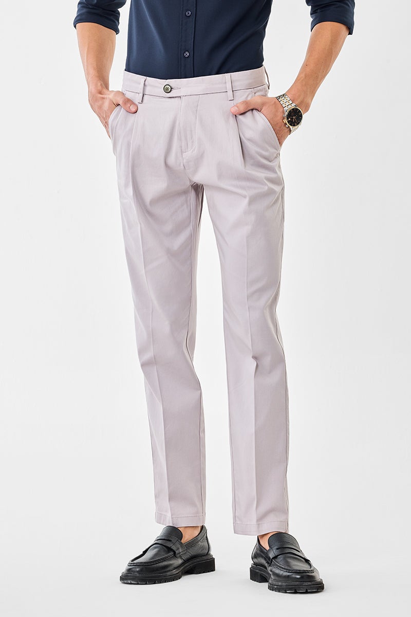 SNITCH Slim Fit Stretch Pleated Trousers - Image 1