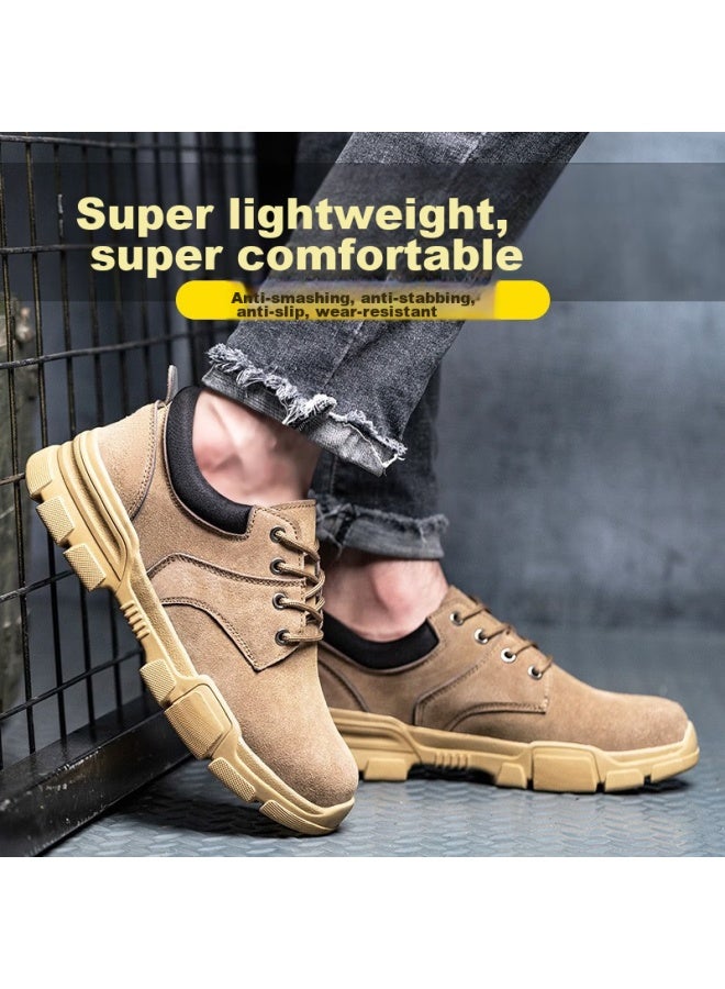 FUCHENG Safety Shoes For Men, Breathable Steel Toe Cap, Anti-Smashing, Anti-Puncture, Wear-Resistant, Cowhide, Comfortable Work Protective Safety Shoes 267 Size 43 - Image 4