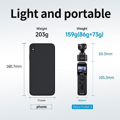 FeiyuTech [Official Pocket 3 KIT Detachable 3-Axis Gimbal Stabilized Action Camera,12MP,130° FOV,1/2.3" CMOS,4K 60 Video,Magnetic,AI Tracking,for Sport/Motorcycle,Cordless (Remote Handle+Camera) - Image 5