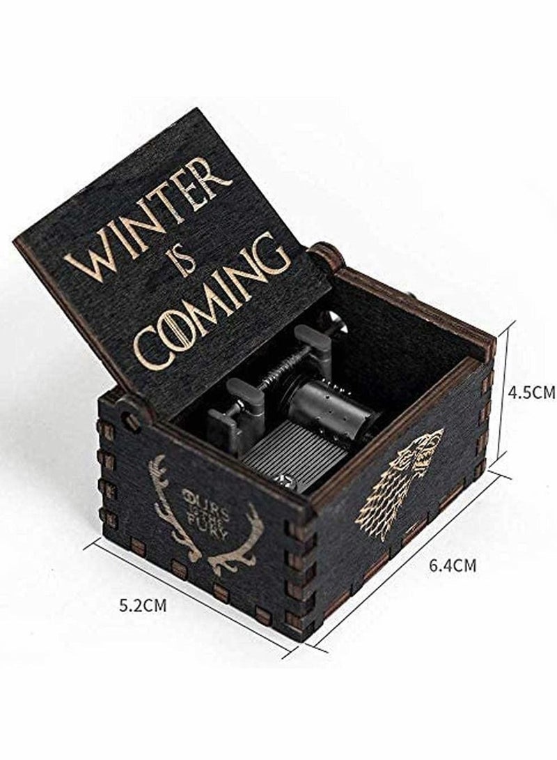 Captaintech Wood Muisc Box,Hand Crank Antique Carved Wooden Musical Boxes (Black) - Image 4