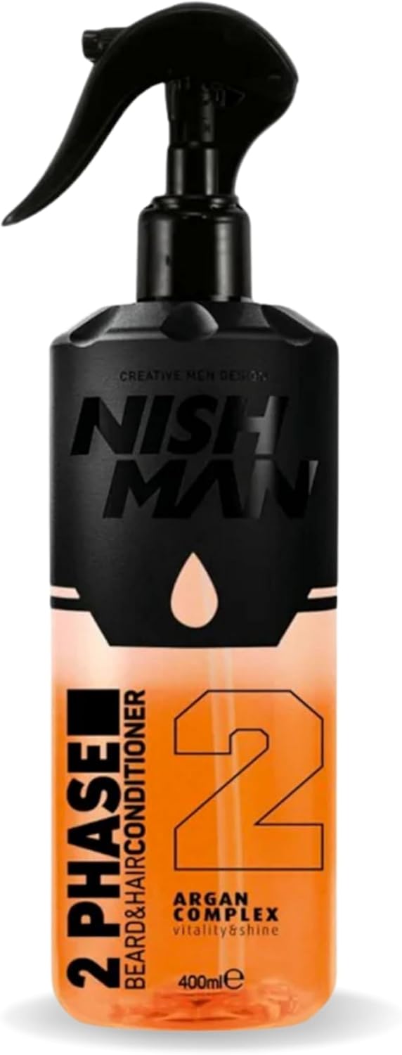 NISHMAN 2 Phase Conditioner Argan Complex 400ml Perfect Hydration and Styling for All Hair Types Care Shine and Detangling in One