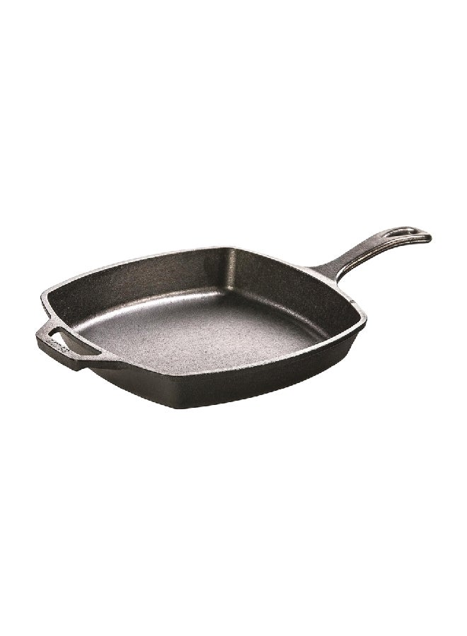 مقلاة مربعة من الحديد الزهر الصلب المطلي بالزيت مع خاصية التوزيع المتساوي للحرارة، لون أسود، 10.5 انش L8SQ3 - Image 1