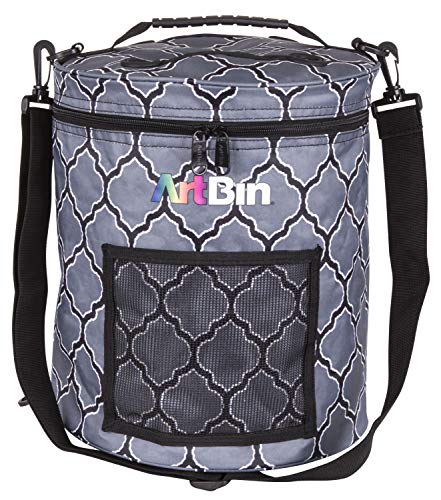 ArtBin 6804SA Yarn Drum, Portable Knitting & Crochet Storage, [1] Poly Canvas Tote Bag, Gray Print - Image 3
