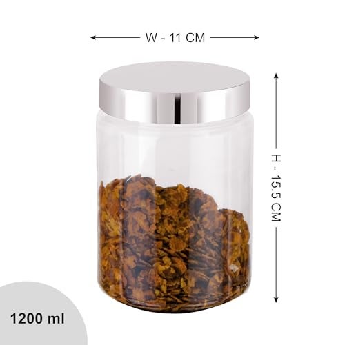 Homeor Plastic Storage Jar & Container, Airtight BPA Free Container for Kitchen Storage, Grocery Kitchen Container, Stackable & Transparent Organizer, Masala Dabba, Multipurpose Jar, 1200 ML Set 4 - Image 3