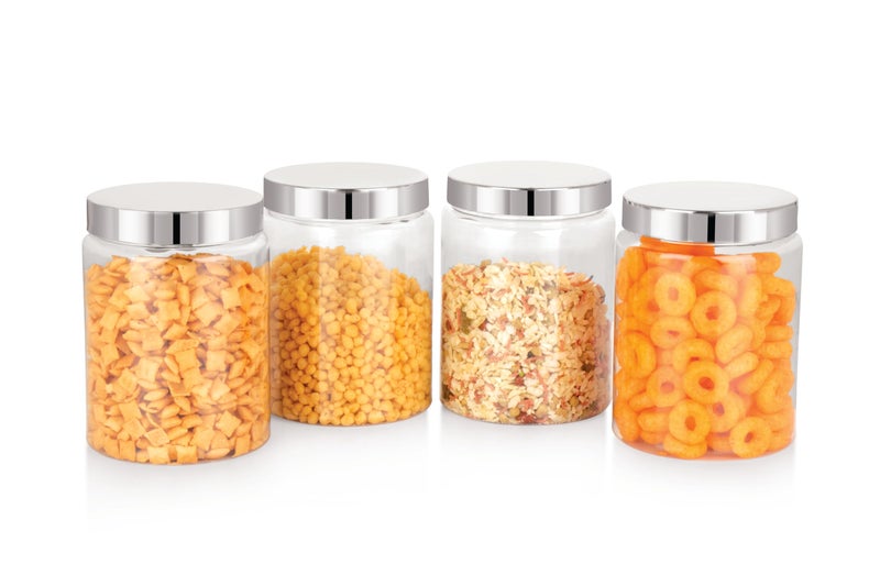 Homeor Plastic Storage Jar & Container, Airtight BPA Free Container for Kitchen Storage, Grocery Kitchen Container, Stackable & Transparent Organizer, Masala Dabba, Multipurpose Jar, 1200 ML Set 4 - Image 1