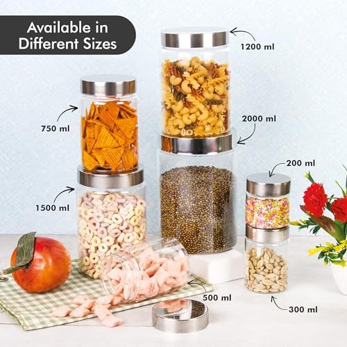 Homeor Plastic Storage Jar & Container, Airtight BPA Free Container for Kitchen Storage, Grocery Kitchen Container, Stackable & Transparent Organizer, Masala Dabba, Multipurpose Jar, 1200 ML Set 4 - Image 4