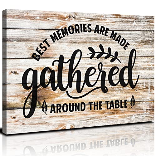 AIYISU Dining Room Wall Decor Gather Signs for Home Decor Kitchen Wall Art Rustic Gather Sign Kitchen Pictures Wall Decor Inspirational Quotes Canvas Prints Posters Farmhouse Family Framed Artwork 12x16 