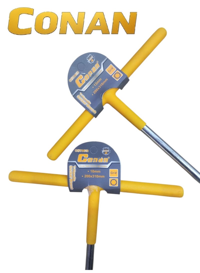 Conan T-Handle Socket Wrench 10mm & 13mm – Model COTS810 / COTS813 – Cr-V Steel – Comfortable Grip – Ideal for Workshop & Maintenance - Image 2