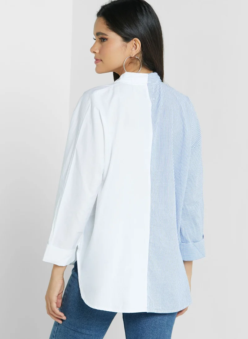 ONLY Colorblock Button Down Shirt