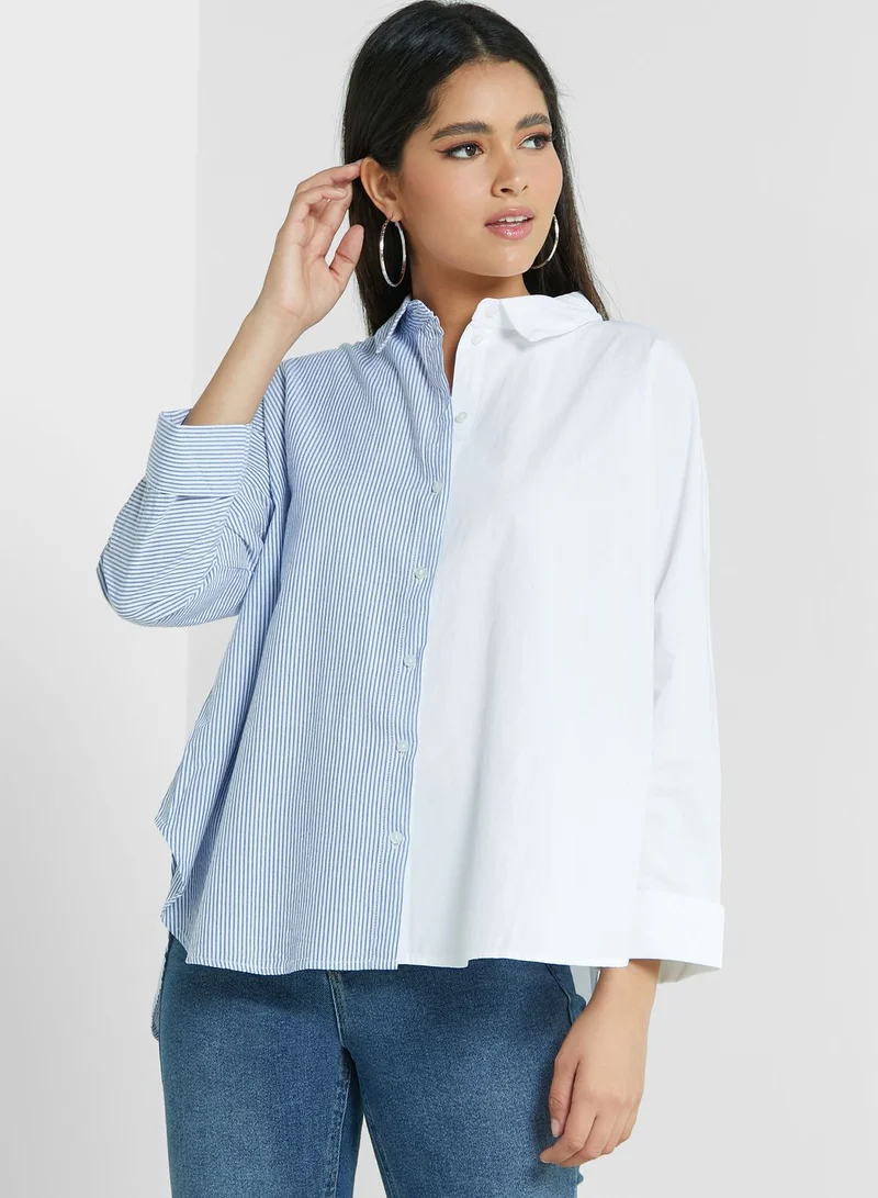 ONLY Colorblock Button Down Shirt