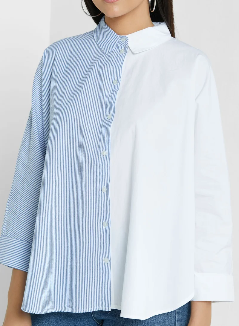 ONLY Colorblock Button Down Shirt