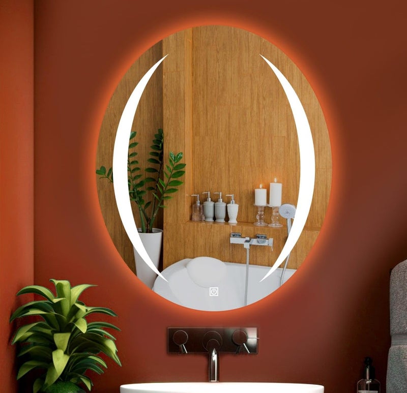 LUPPRA Oval Wall Mounting Mirror with Light Bathroom MirrorVenity MirrorSmart Mirror Size 18X24 inch LED Mirror 3 Tone Cool White Natural White Warm White