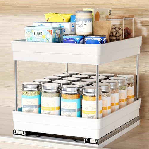 Nieifi Spice Organization for CabinetVertical Spice Rack Pull OutSpice Rack Organizer for Cabinet814 inch WideSeasoning Kitchen Organizer826 W x 106 D x 87 H1 Pack2 Tier - Image 1