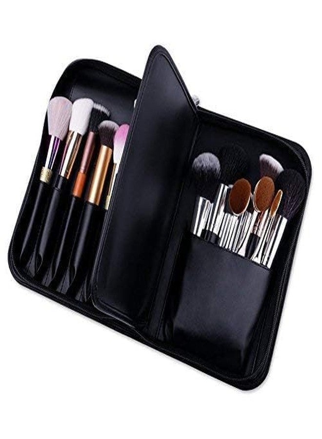 Ruby Face RUBYFACE Makeup Brush Holder Bag, Professional Makeup Brushes Organizer Bag Makeup Artist Cosmetic Case Leather Handbag Black Travel Portable - Image 2
