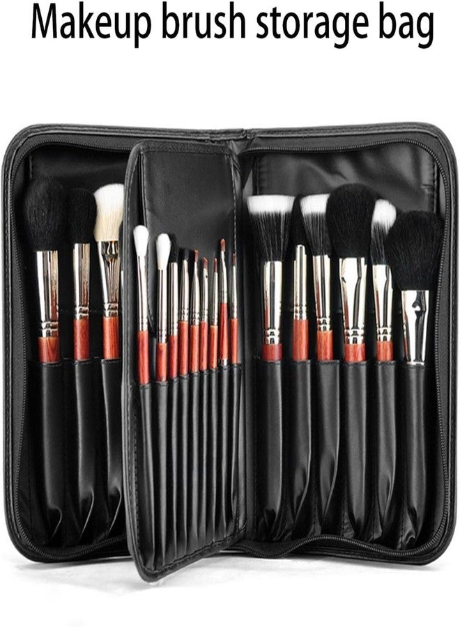 Ruby Face RUBYFACE Makeup Brush Holder Bag, Professional Makeup Brushes Organizer Bag Makeup Artist Cosmetic Case Leather Handbag Black Travel Portable - Image 3