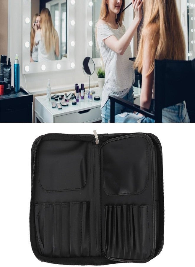 Ruby Face RUBYFACE Makeup Brush Holder Bag, Professional Makeup Brushes Organizer Bag Makeup Artist Cosmetic Case Leather Handbag Black Travel Portable - Image 5