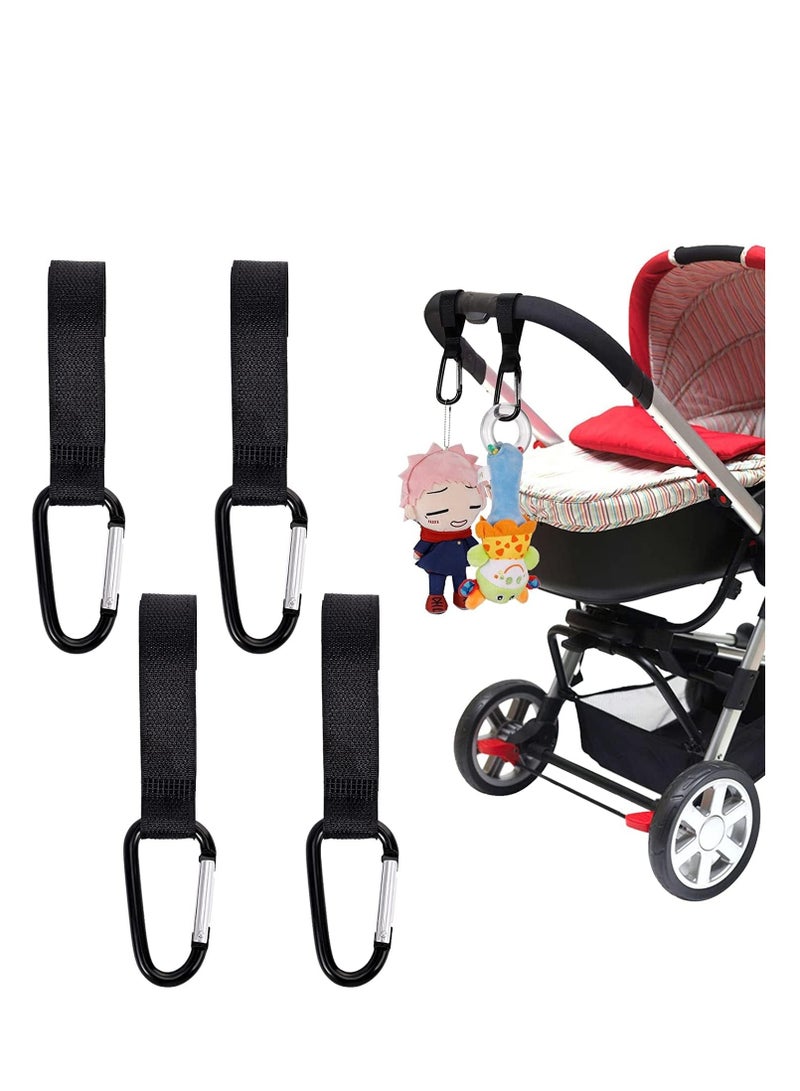 Premify Pack of 4-Baby Bag Stroller Hooks, Universal Multi-Purpose Black Color Stroller Clip, Pram Straps used to carry Backpacks, Diaper bags, Grocery bags, ladies bags, water bottles etc  - Image 1