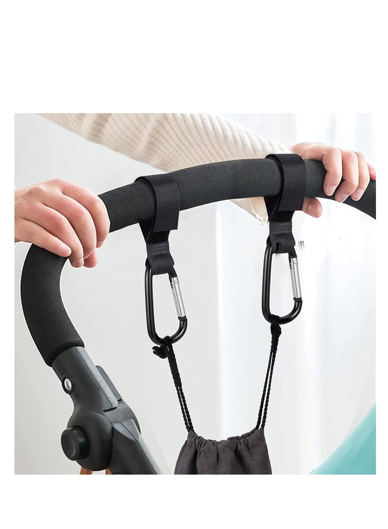 Premify Pack of 4-Baby Bag Stroller Hooks, Universal Multi-Purpose Black Color Stroller Clip, Pram Straps used to carry Backpacks, Diaper bags, Grocery bags, ladies bags, water bottles etc  - Image 5