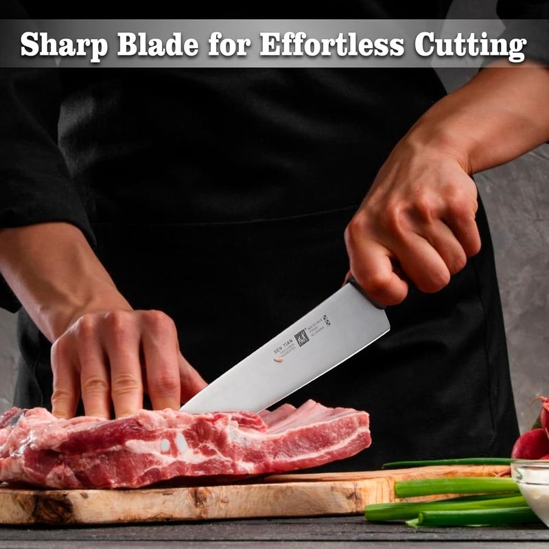 Sumteene Chef Knife, Professional Kitchen Knife 10.5", Ultra Sharp High Carbon Stainless Steel Full Tang Knife with Black Ergonomic PP Handle, Japanese Chef Knife for Household and Work - Image 4