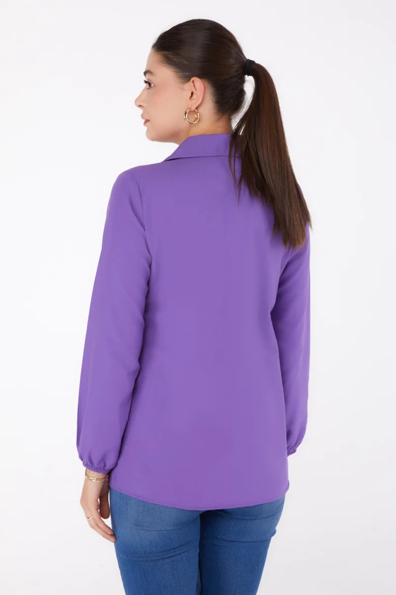Tofisa Plain Shirt Collar Women's Lilac Printed Shirt - 13340