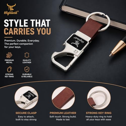 Highlark Signature Metal & Leather Keychain – Precision-Crafted Key Holder for Car & Bike | Refined Everyday Carry Essential - Image 4