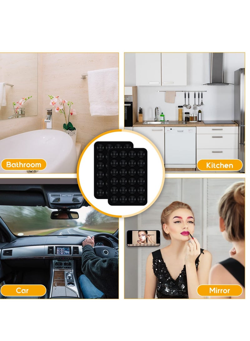 Excefore 12 Pcs Phone Suction Mat, Non Slip Phone Suction Cup Mat, Adhesive Phone Accessory Holder, Suitable for Home Kitchen Mirror Bathroom (Black) - Image 5