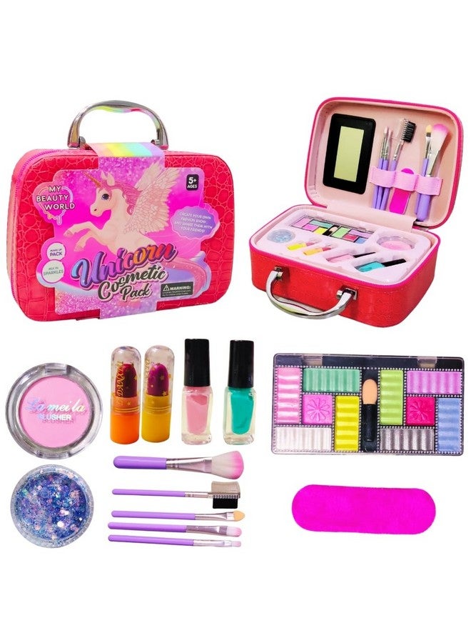PLUSPOINT Magical Unicorn Makeup Kit For Girls | Real Washable Princess Play Makeup Set In Adorable Suitcase | Perfect For Ages 3+ For Birthday And Christmas Gifts - Image 1