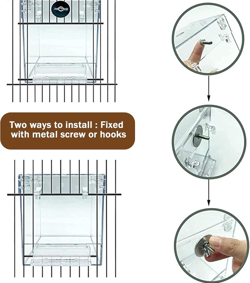 POWERFUL Bird Bathtub Hanging bird cage Bird Bath Bowl Transparent Bird Bath House big 17 * 13 * 13cm(Transparent) - Image 5