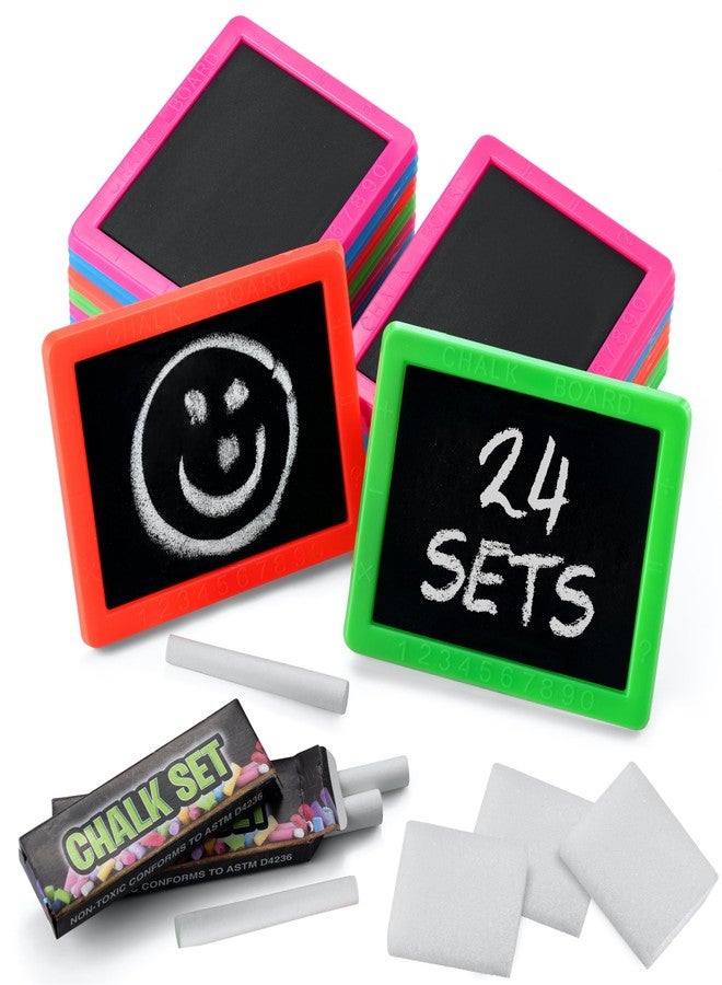 Bedwina Mini Chalkboard for Kids - (Pack of 24) Goodie Bags Stuffers for Kids Mini Chalkboard Each with 2 Chalk Sticks, and 1 Eraser for Boys and Girls Birthday Party Favors - Image 1