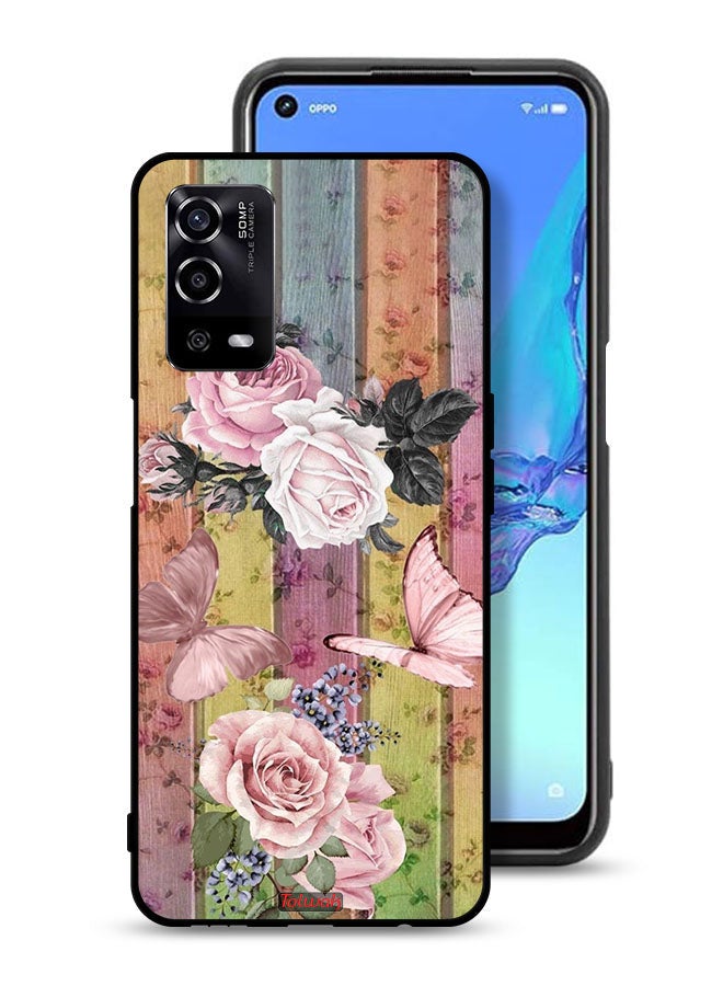 Tolwak Oppo A55 4G Protective Case Cover Peach Butterflies And Roses - Image 1