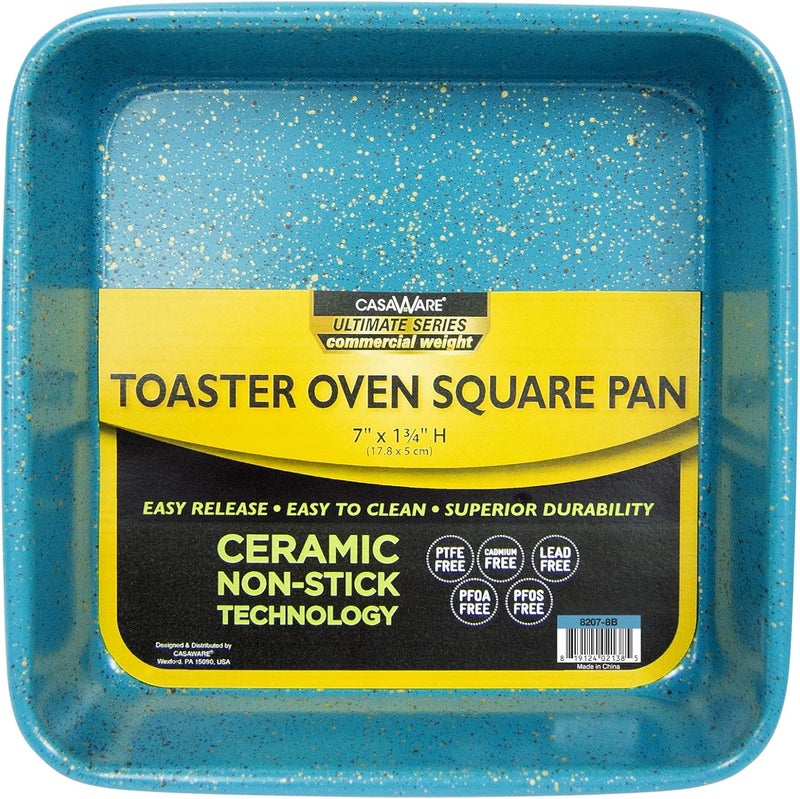 casaWare casaWare 7Inch Toaster Oven Ultimate Series Commercial Weight Ceramic NonStick Coating Square Pan Blue Granite  - Image 1